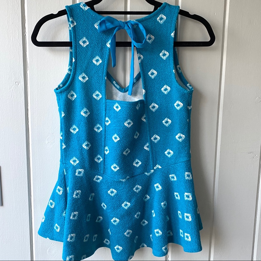 Anthropologie Postage Stamp Blue Peplum - Picture 2 of 7